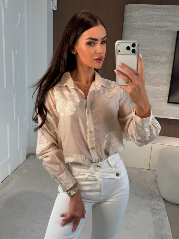 Koszula Serenna satynowa jasnobeżowa