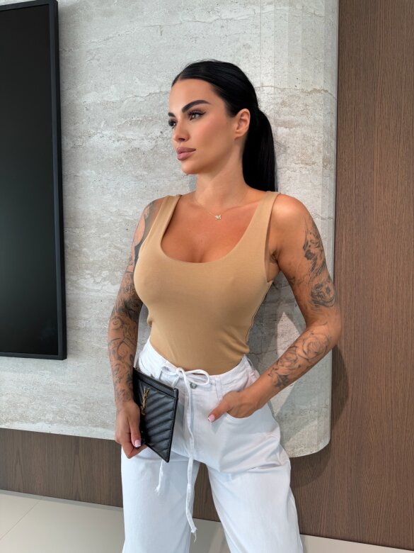 Top Araveno bawełniany karmelowy 