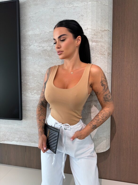 Top Araveno bawełniany karmelowy 