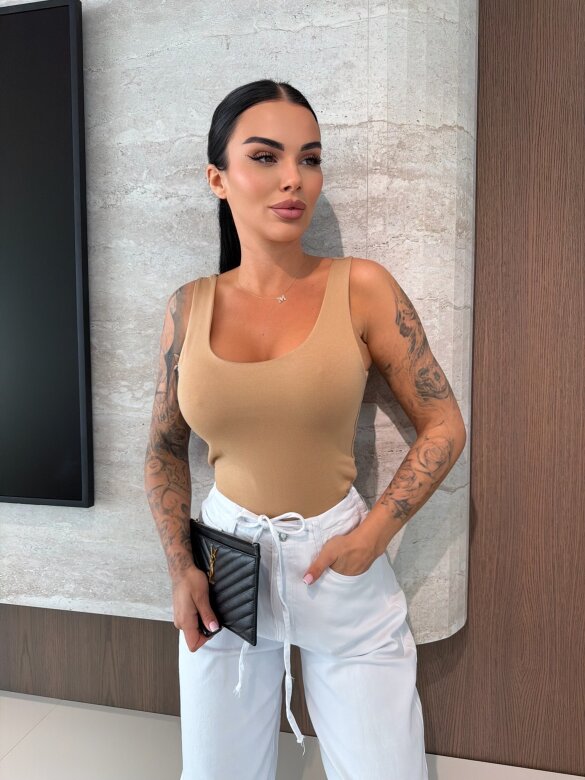 Top Araveno bawełniany karmelowy 