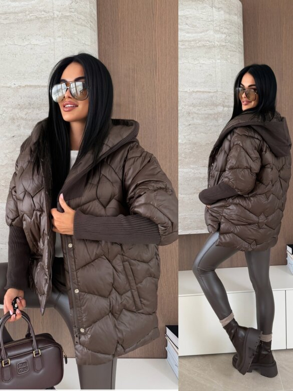 Kurtka Leitner pikowana czekoladowa