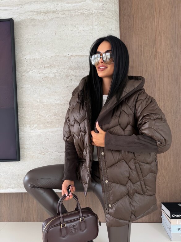 Kurtka Leitner pikowana czekoladowa