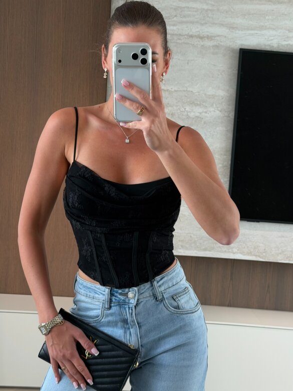 Top Valenze short czarny 