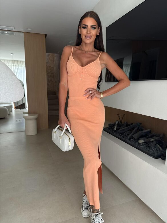 Spódnica Ribbed maxi pomarańczowa