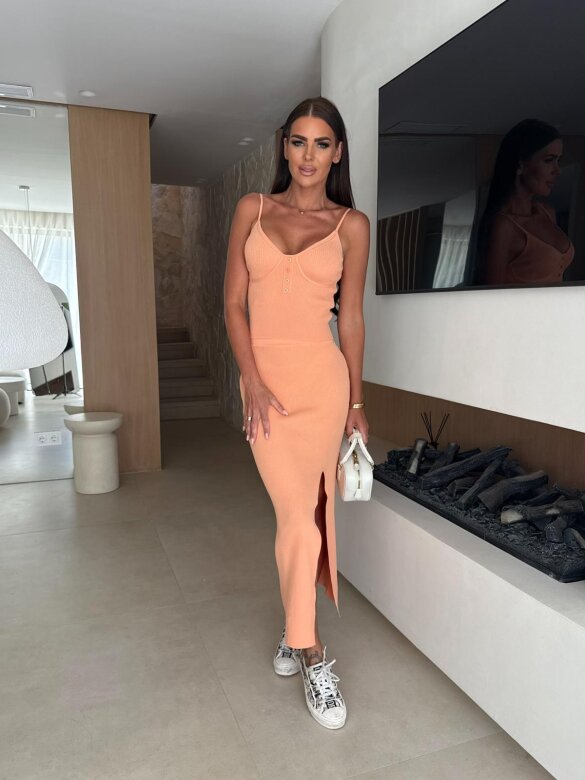 Spódnica Ribbed maxi pomarańczowa