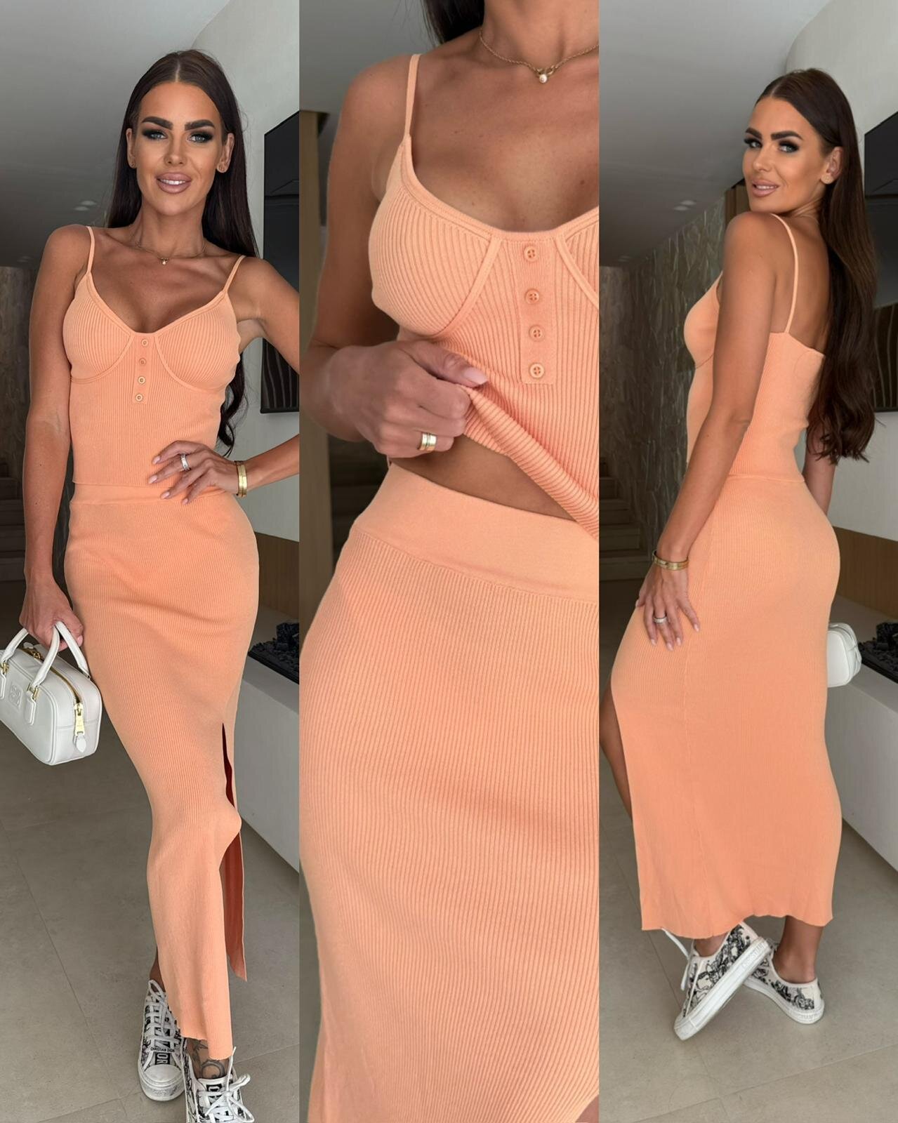 Spódnica Ribbed maxi pomarańczowa