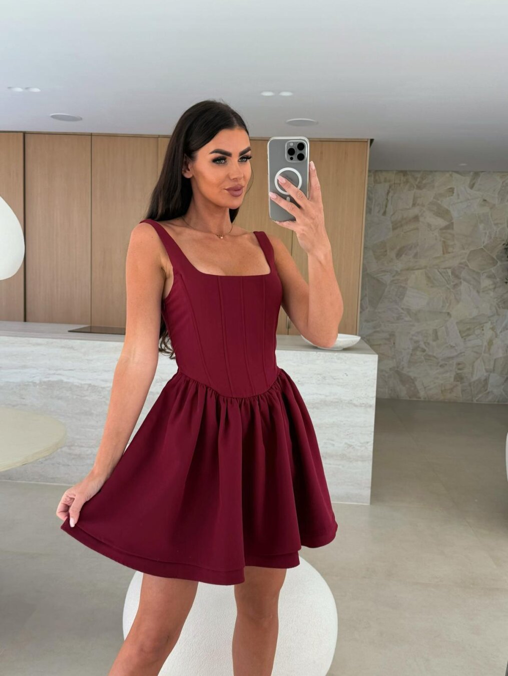Dress Lorina mini with a corset claret 1