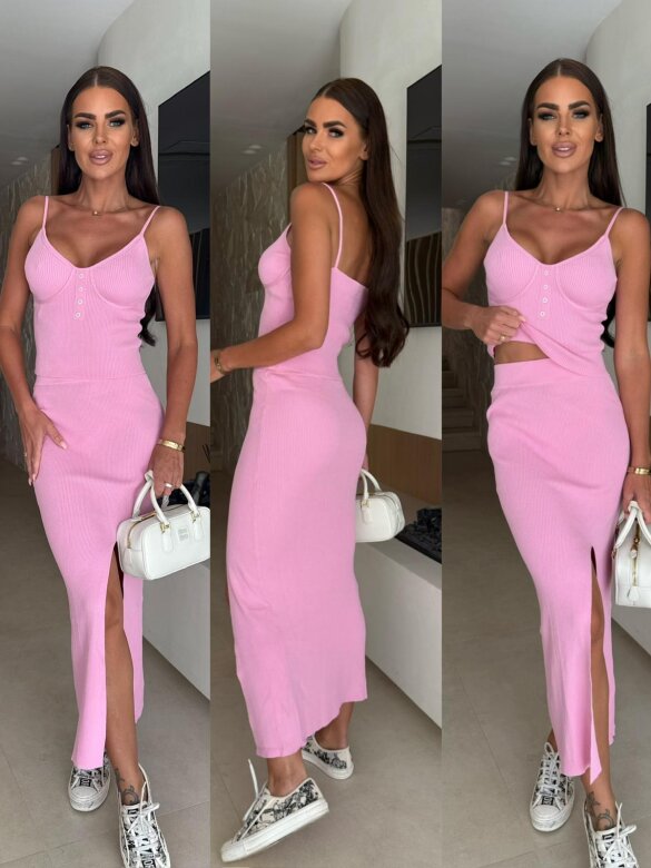 Spódnica Ribbed maxi różowa 