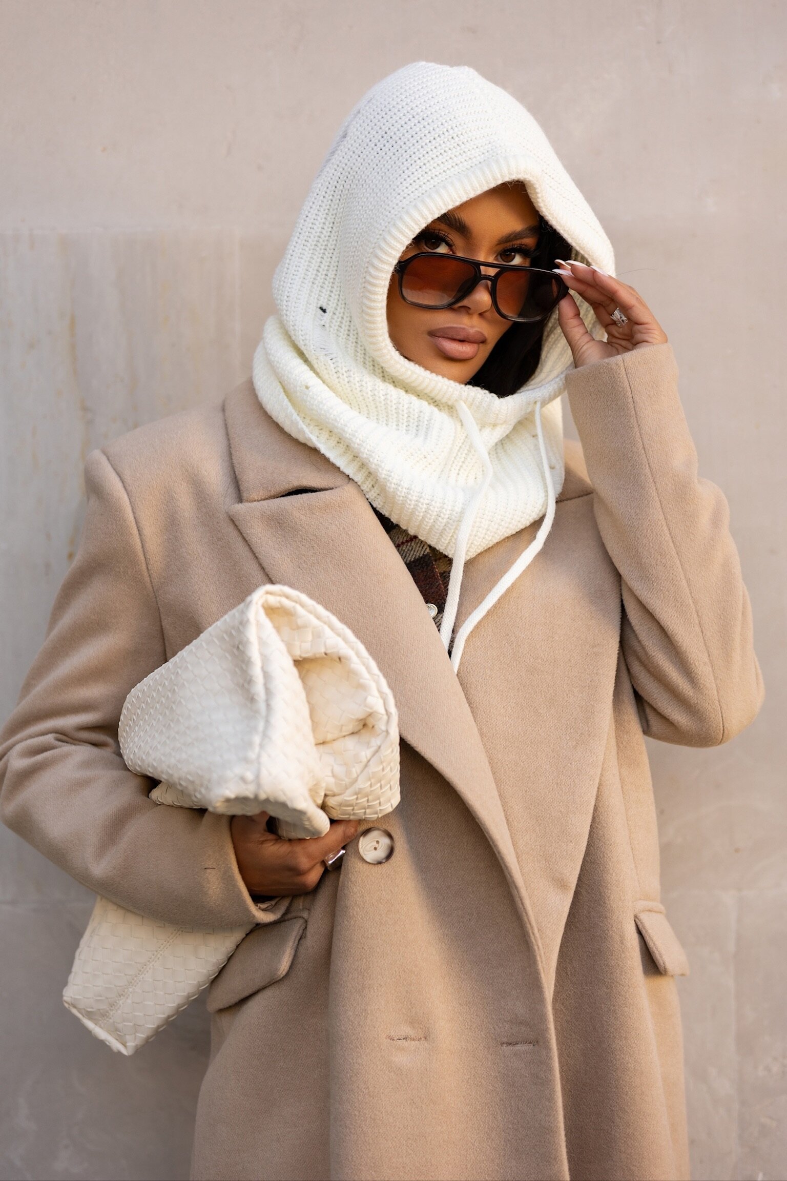 Balaclava Cozy 25% alpaka i 25% wełna ecru 