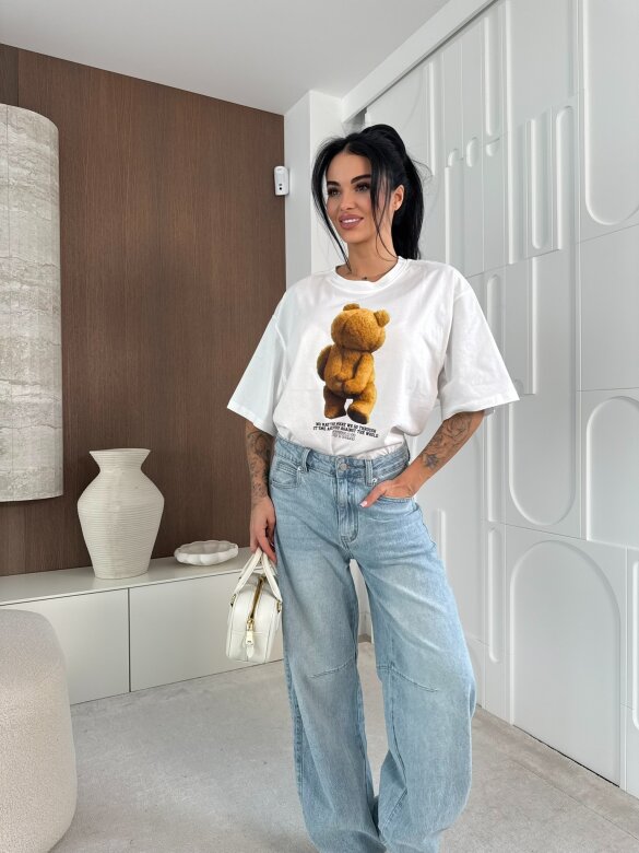 T-shirt Teddy biały