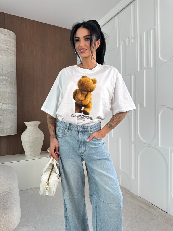 T-shirt Teddy biały