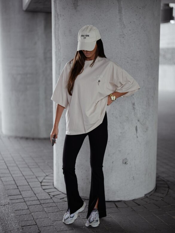 T-shirt De La Rose jasnobeżowy 