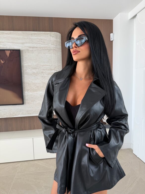 Płaszcz Thomas eko skóra czarny