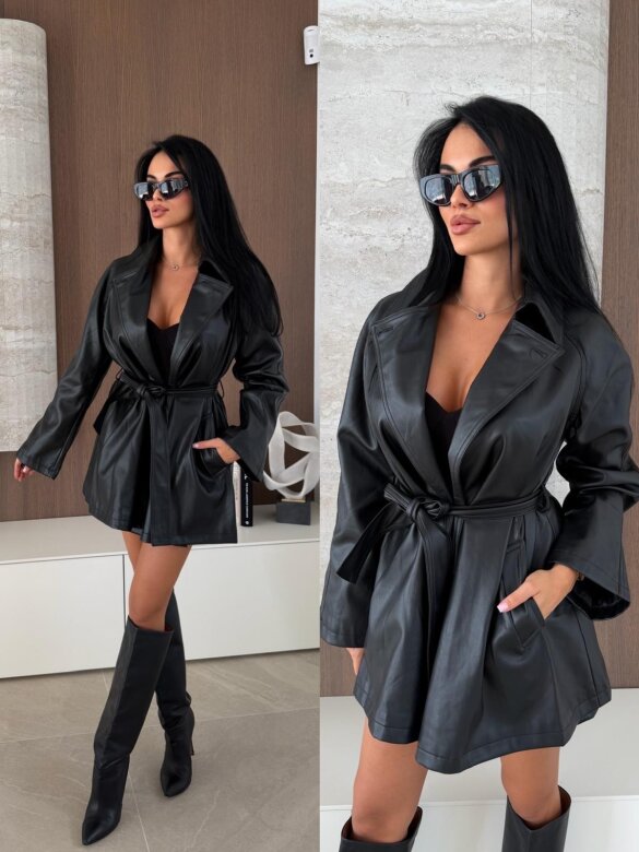 Płaszcz Thomas eko skóra czarny