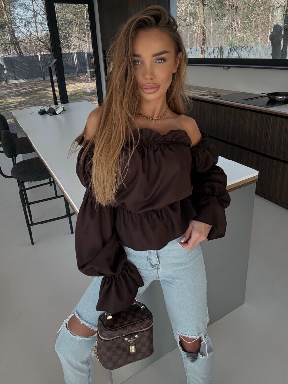 Blouse Romanza with viscose chocolate