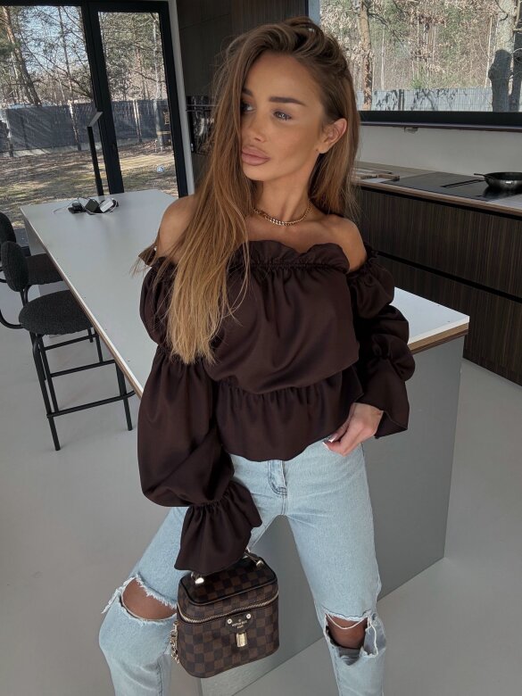 Blouse Romanza with viscose chocolate