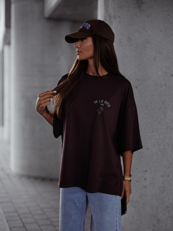 T-shirt De La Rose czekoladowy 