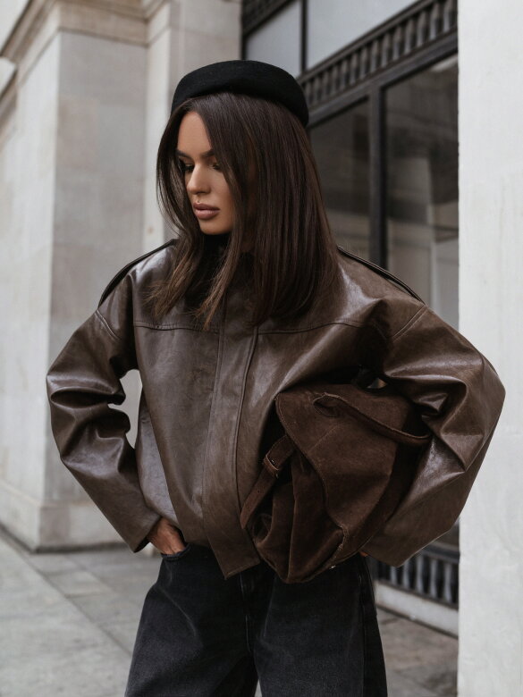 Kurtka Laora bomberka czekoladowa