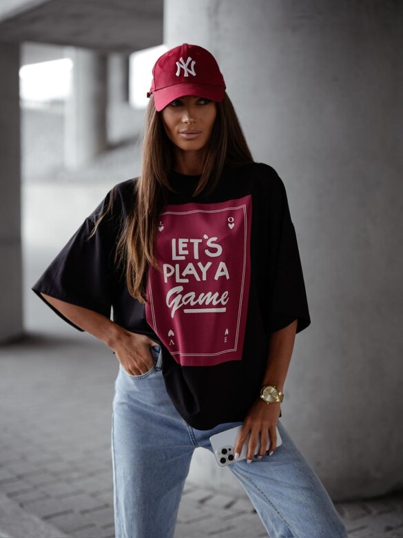 T-shirt Let's Play A Game czarny 