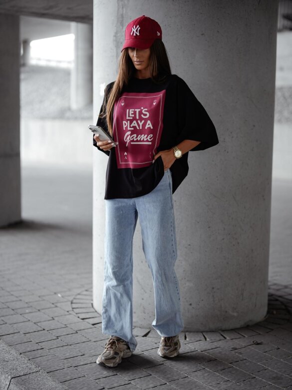 T-shirt Let's Play A Game czarny 