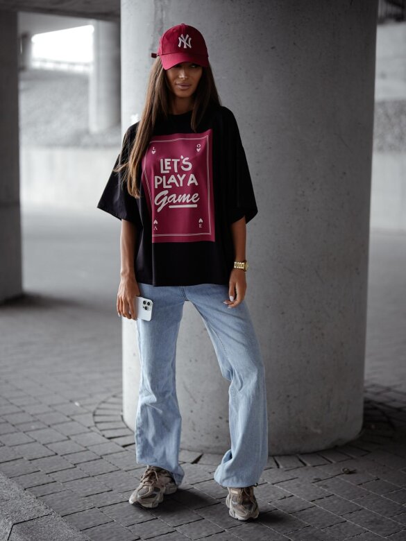 T-shirt Let's Play A Game czarny 