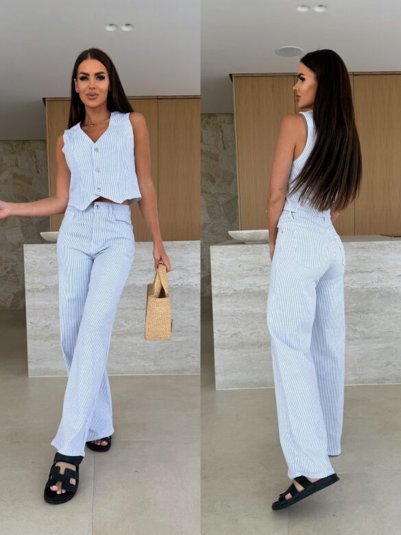 Spodnie Avery jeans biało-niebieskie