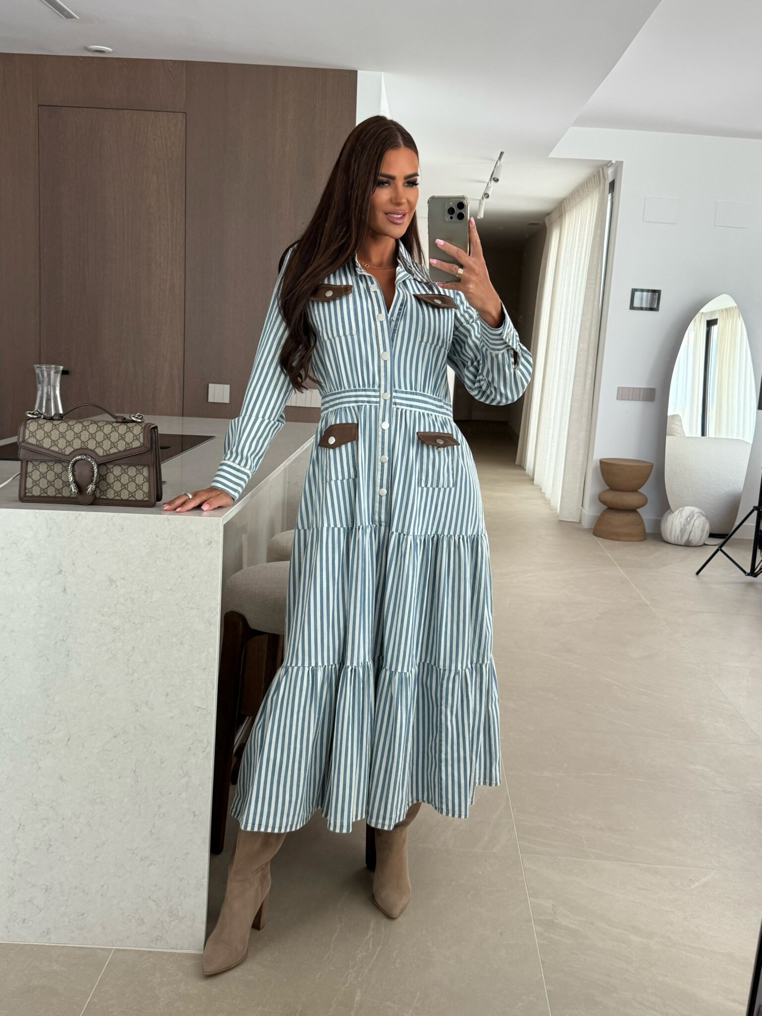 Dress Rebecca striped blue-white