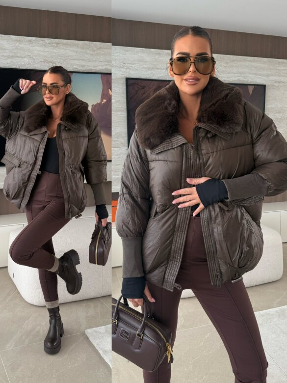 Kurtka Marte pikowana czekoladowa 