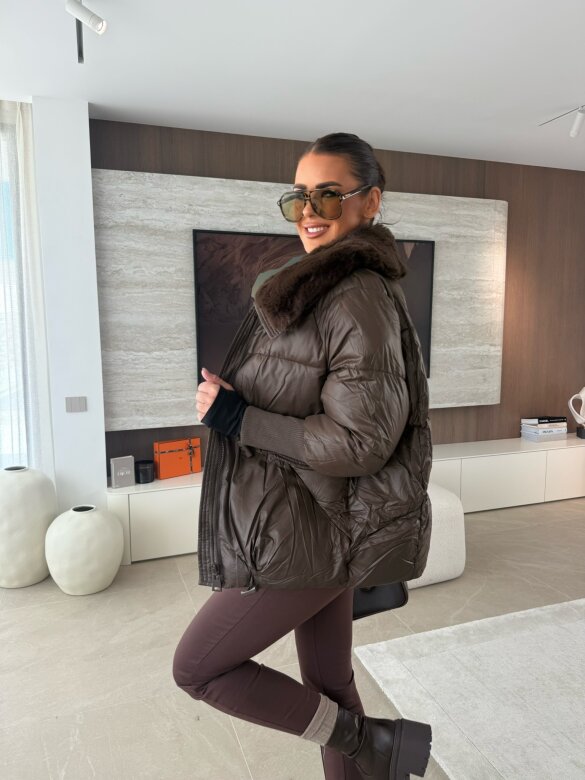 Kurtka Marte pikowana czekoladowa 