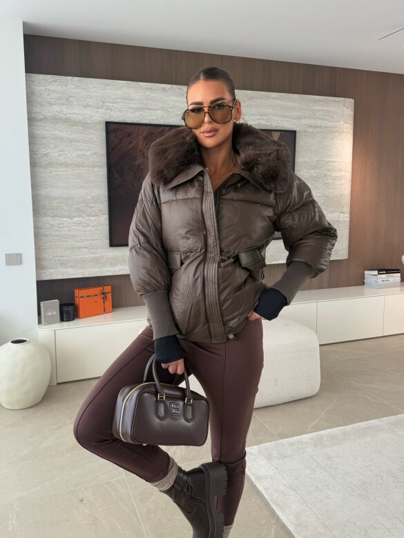 Kurtka Marte pikowana czekoladowa 