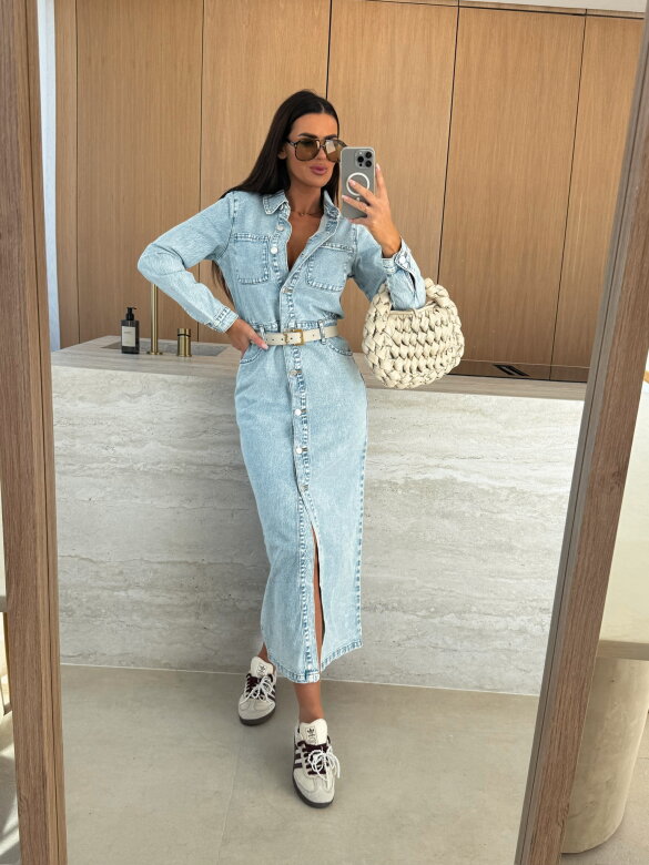 Sukienka Molly midi jeans jasnoniebieska 