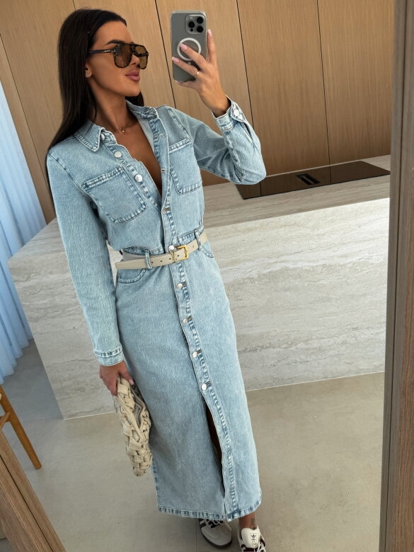 Sukienka Molly midi jeans jasnoniebieska 