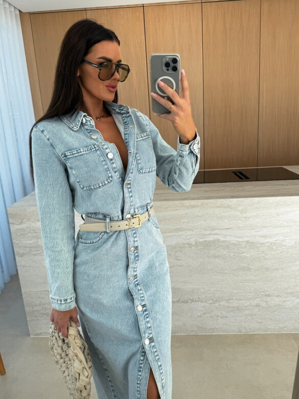 Sukienka Molly midi jeans jasnoniebieska 