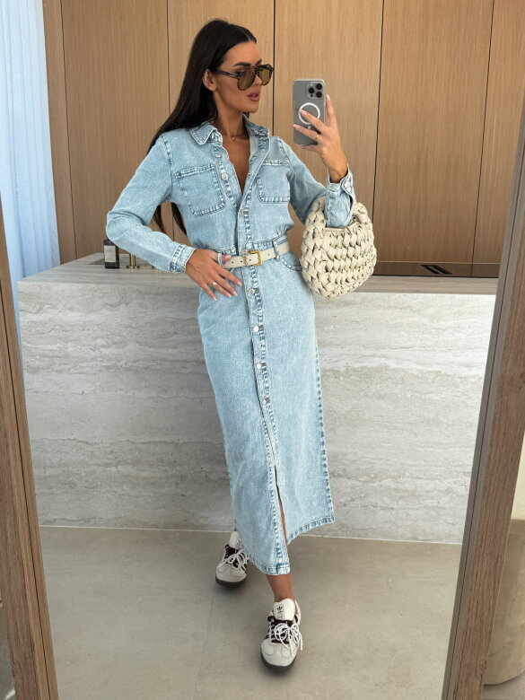 Sukienka Molly midi jeans jasnoniebieska 