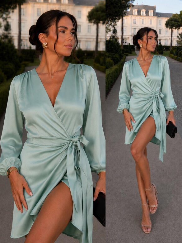 Dress Camden satin matcha