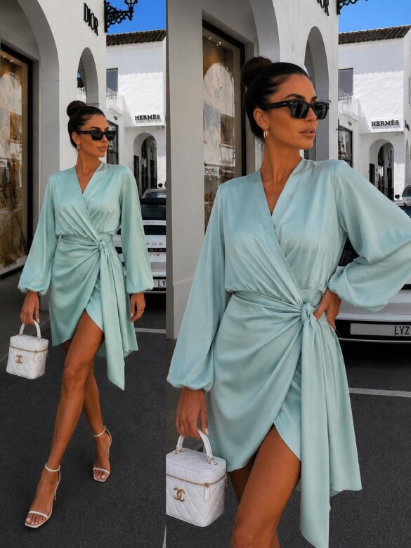 Dress Camden satin matcha