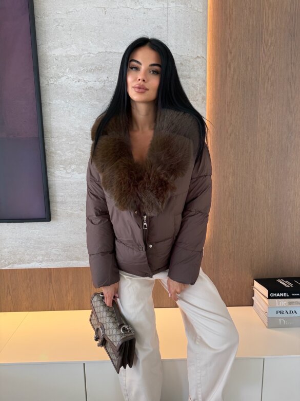 Kurtka Aleksa pikowana czekoladowa