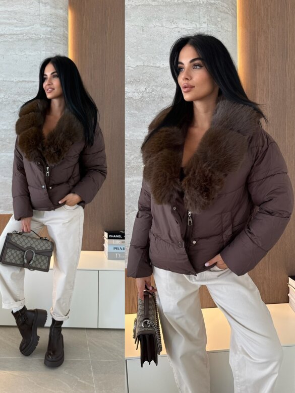 Kurtka Aleksa pikowana czekoladowa