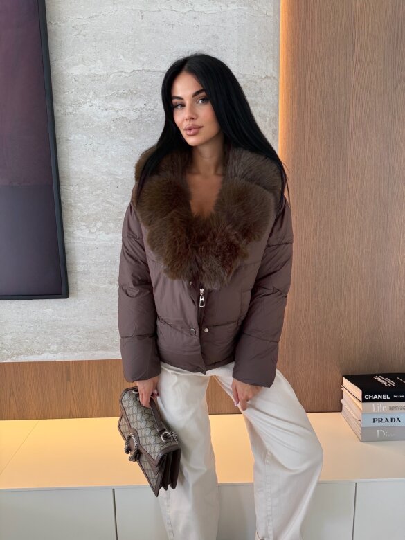 Kurtka Aleksa pikowana czekoladowa