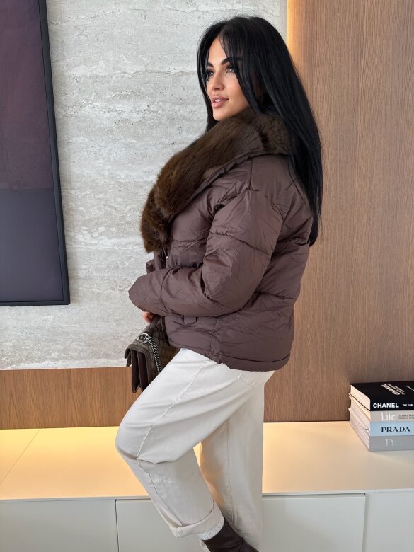 Kurtka Aleksa pikowana czekoladowa