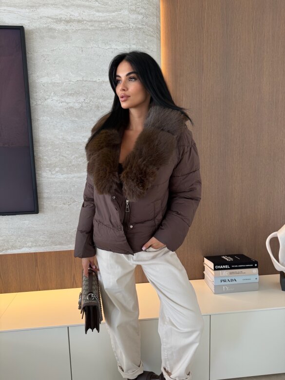 Kurtka Aleksa pikowana czekoladowa