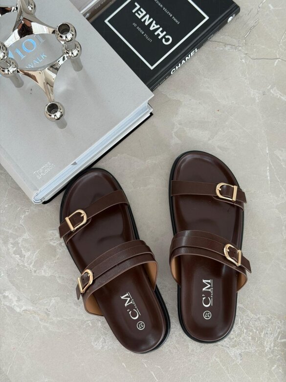 Klapki Zenith eko skóra czekoladowe