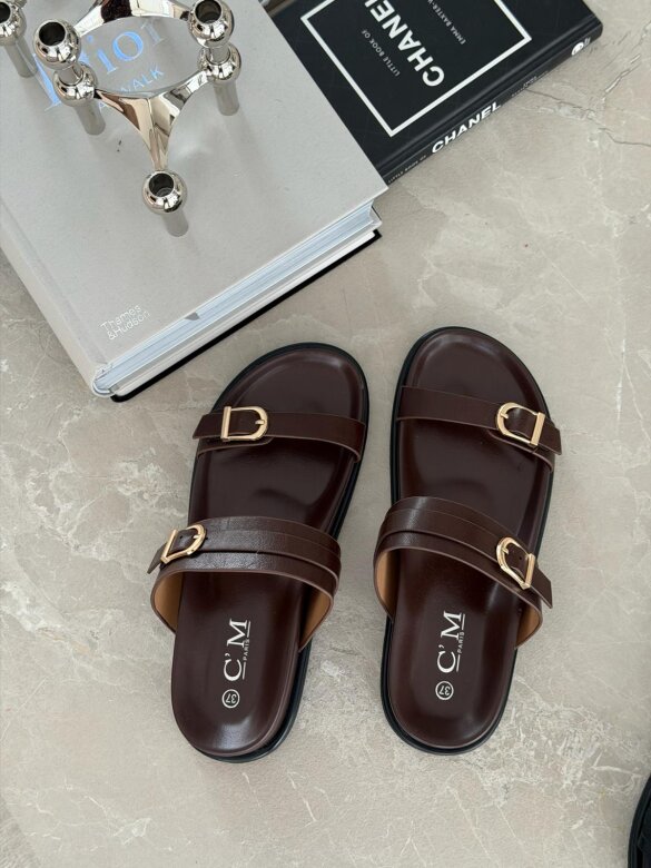 Klapki Zenith eko skóra czekoladowe