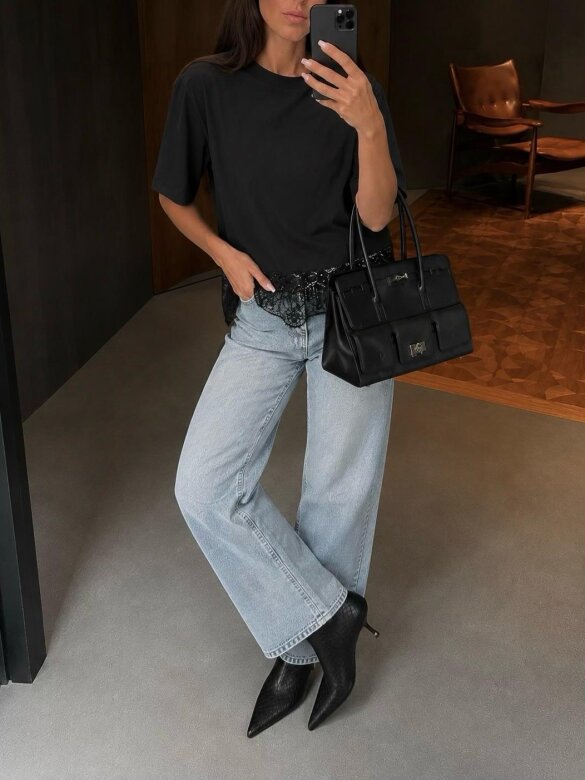 T-shirt Formentero lace black