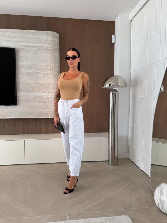 Spodnie Victor jeans balloon białe