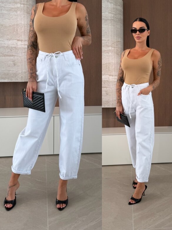 Spodnie Victor jeans balloon białe