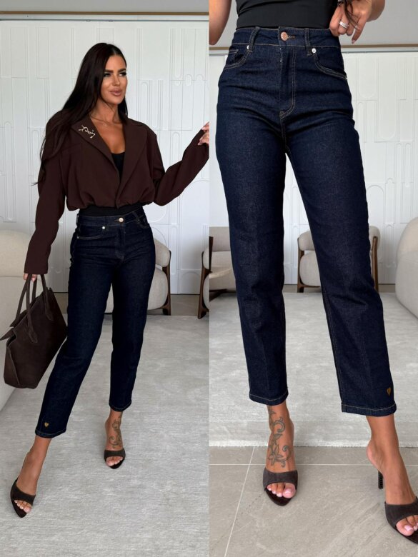 Spodnie Little Heart jeans ciemnoniebieskie