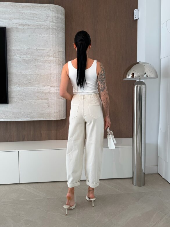 Spodnie Victor jeans balloon jasnobeżowe