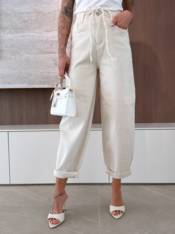 Spodnie Victor jeans balloon jasnobeżowe