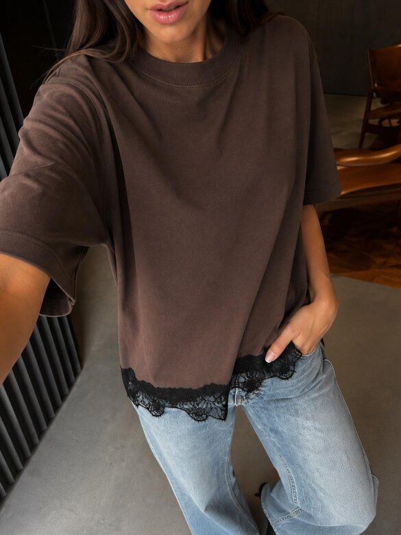 T-shirt Formentero lace chocolate